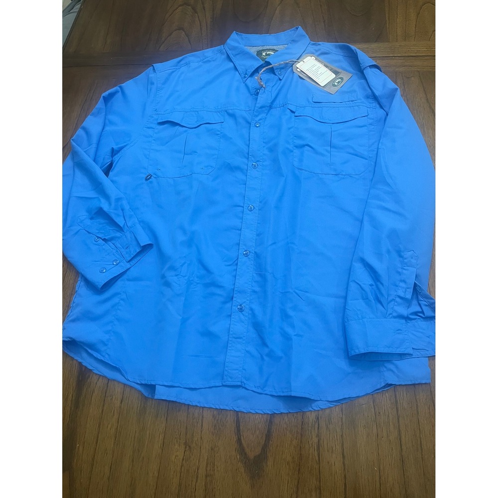 Stillwater Supply Co Mens 2XL Blue Long Sleeve Fishing Shirt UPF 40+ 10462A-S